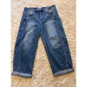 Risen Plus Stretch Wide Leg Barrel Jeans Ankle Great Stitching 1XL Boyfriend